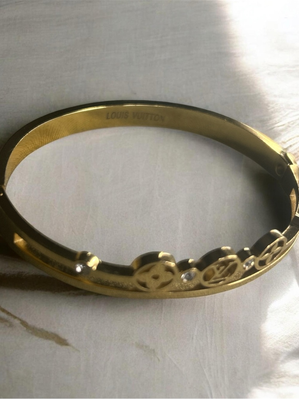 Gold-Tone Monogram Charm Bangle Bracelet